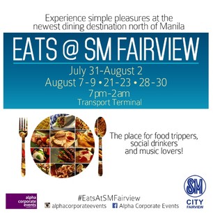 Who's going to the Eats @SM Fairview food bazaar tonight? It'll be a night of good food and music. Hope to see you there! Thanks to @alphacorporateevents for the invite! #eatsatfairview