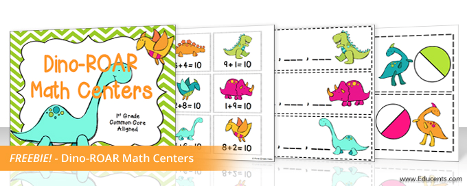 Dino Math Center FREEBIE