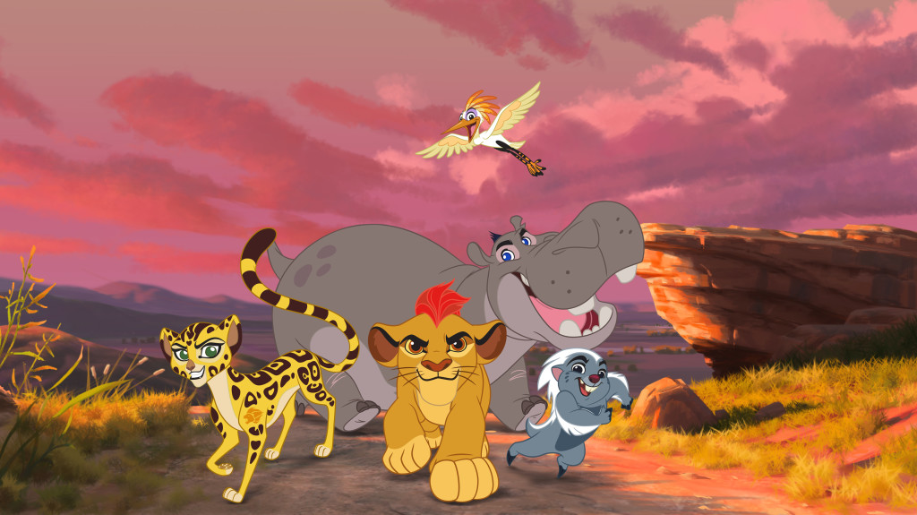 THE LION GUARD - The epic storytelling of Disney's "The Lion King" continues with "The Lion Guard: Return of the Roar," a primetime television movie event starring Rob Lowe, Gabrielle Union and James Earl Jones, reprising his iconic role as Mufasa. Premiering this November on Disney Channel, the movie follows Kion, the second-born cub of Simba and Nala, as he assumes the role of leader of the Lion Guard, a team of animals tasked with preserving the Pride Lands. "The Lion Guard" television series will premiere in early 2016 on Disney Channels and Disney Junior channels around the globe. (Disney Junior) FULI, KION, ONO , BESHTE, BUNGA